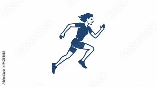 Dynamic vector illustration of a sprinting woman athlete in motion, representing speed, fitness, and an active lifestyle.