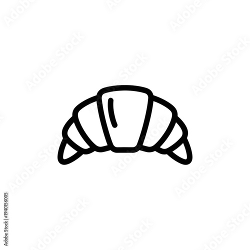 Minimalistic Black and White Croissant Icon for Bakery or Food Business