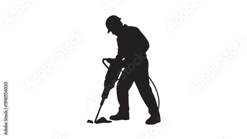 Man using pressure washer in silhouette with dramatic lighting on white background for industrial cleaning