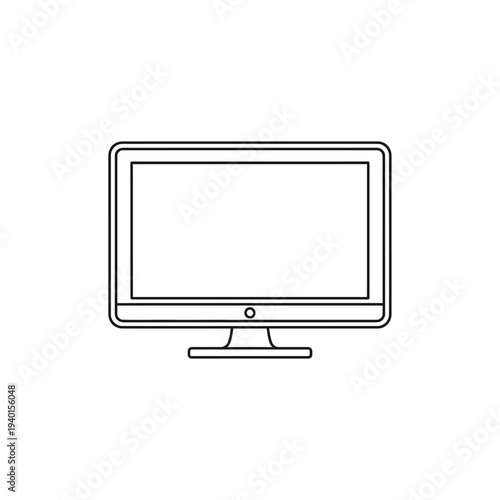Minimalistic Computer Monitor Illustration, Flat Design for Tech and Digital Concepts