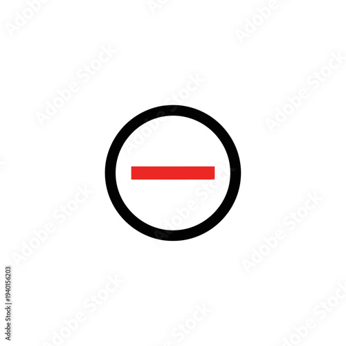 Minimalistic No Entry Sign Icon with Red Horizontal Bar for Traffic Control