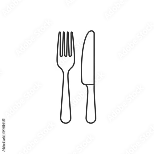Minimalistic Line Drawing of Fork and Knife for Restaurant and Dining Concepts