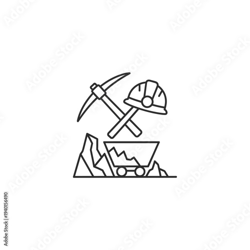 Mining Equipment and Hard Hat in Quarry Site for Construction and Excavation