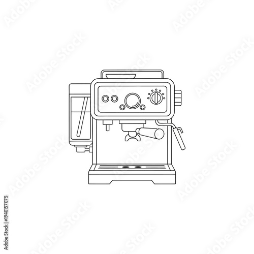 Modern Coffee Machine with Milk Frother and Burr Grinder for Home Brewing