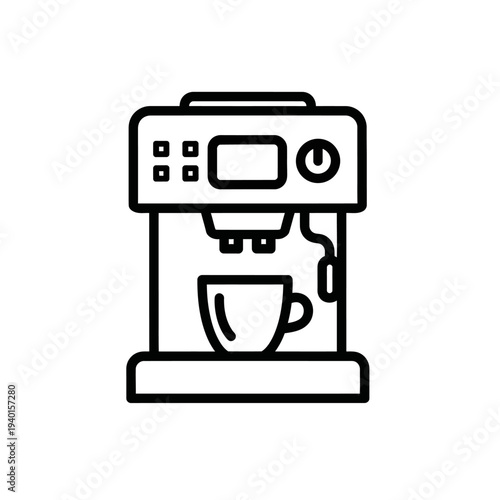 Modern Coffee Maker Brewing Hot Beverage with Digital Controls