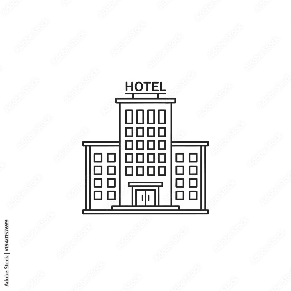 Naklejka premium Modern Hotel Building Exterior with Multiple Floors and Prominent Entrance