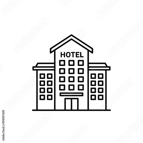 Modern Hotel Building Exterior Illustration for Hospitality Industry and Accommodation Services