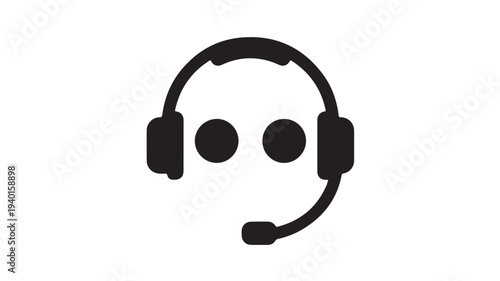 Headset with microphone in minimalist design on white background with simple flat style for customer support