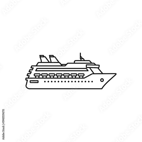 Modern Luxury Cruise Ship Sailing on Open Water in Clear Blue Sky