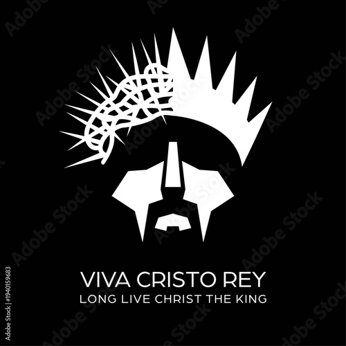 Minimalist Jesus Christ Face with Crown of Thorns and Glory