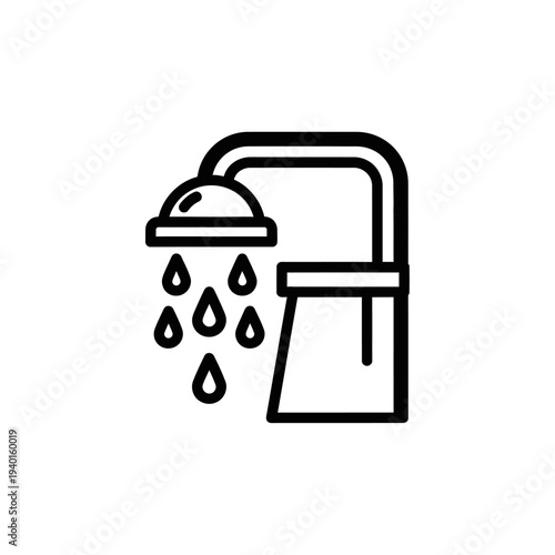 Modern Shower Head with Water Droplets in Minimalist Bathroom Setting