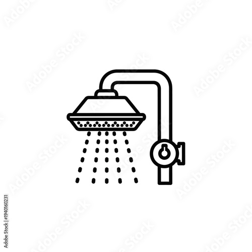 Modern Showerhead with Water Spray in Bathroom Environment