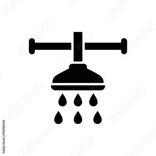 Modern Showerhead with Water Droplets for Bathroom Hygiene and Water Conservation