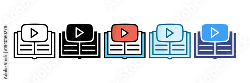 Online Tutorial Icon Set Multiple Style Collection