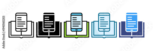 Ebook Reader Icon Set Multiple Style Collection