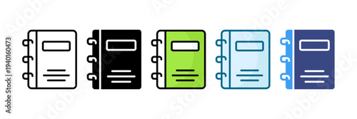Notebook Icon Set Multiple Style Collection