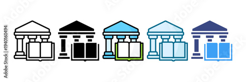Library Building Icon Set Multiple Style Collection