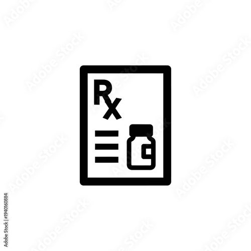 Prescription Medicine Bottle with RX Symbol for Healthcare and Pharmacy Concepts
