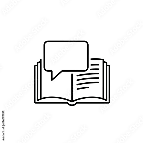 Open Book with Speech Bubble for Educational and Creative Content