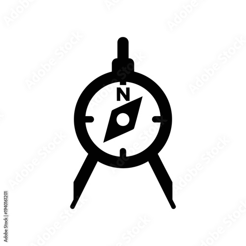 Professional Black and White Compass Illustration for Navigation and Exploration