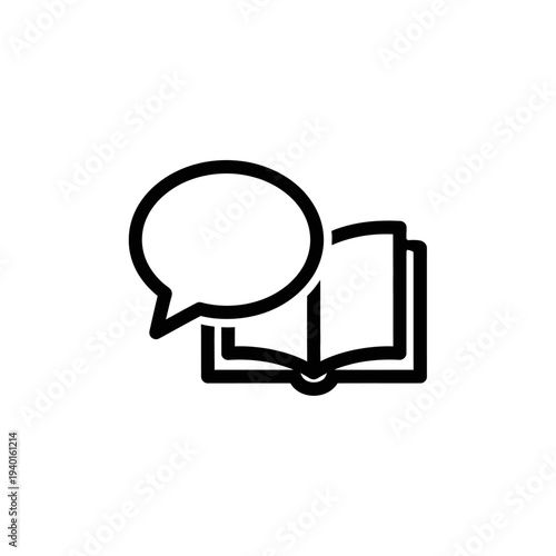 Open Book with Speech Bubble Symbol Representing Learning and Communication