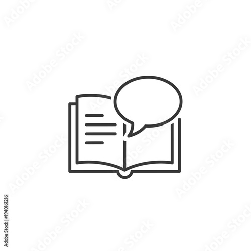 Open Book with Speech Bubble Illustration for Education and Communication Themes