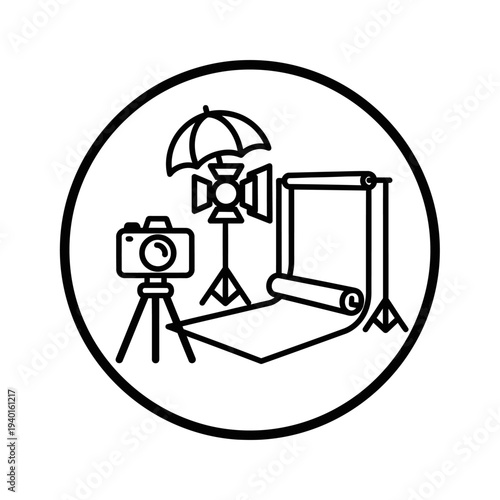 Photography Studio Setup with Lighting Equipment and Backdrop for Creative Shoots