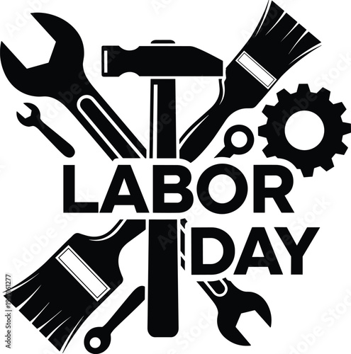 Celebrate Labor Day with tools and symbols representing hard work and dedication in various professions Celebrating Labor Day with various tools symbolizing hard work and dedication to the labor force