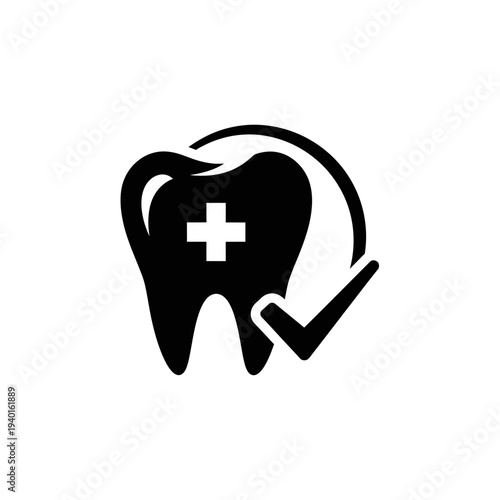 Professional Dental Health Icon with Tooth and Medical Cross