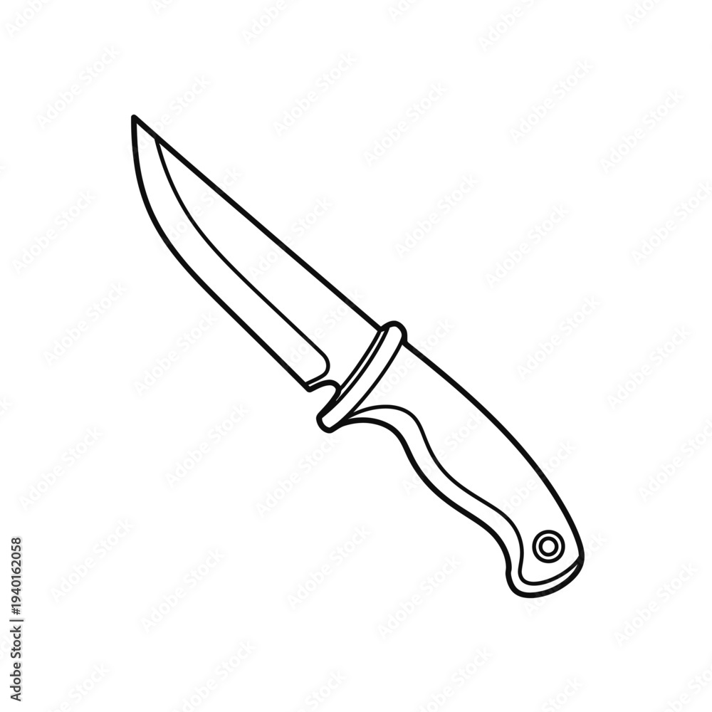 Obraz premium Professional Illustration of a Sharp Kitchen Knife with a Curved Blade for Culinary Use
