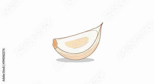Illustration of a single sliced banana on a white background with a subtle shadow underneath.