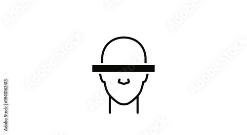 A simple line drawing of a smiling face with a blindfold.