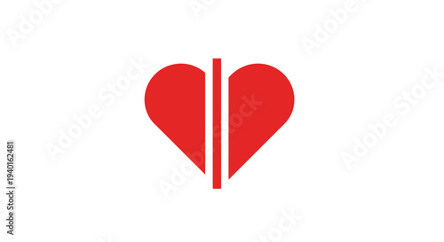 Broken heart symbol with red color.