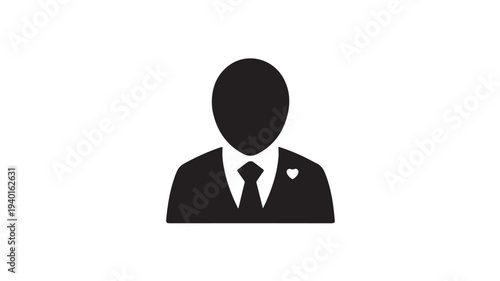 Businessman icon in minimalist style with black silhouette on white background for corporate identity