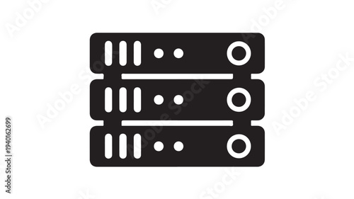 Server Icon in Minimalist Style with Dark Color on White Background for Web Design