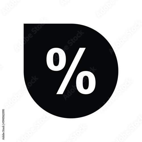 A black and white graphic of a percentage sign in a circular shape