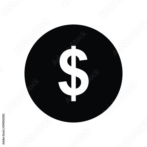 A simple black circle with a white dollar sign on a plain white background
