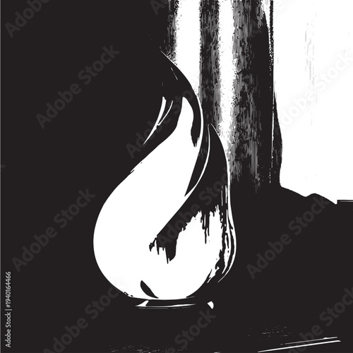 Candle Flame in Dramatic Chiaroscuro with High Contrast Lighting on Dark Background for Meditation