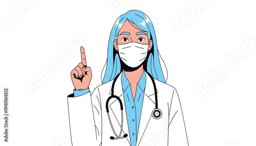 Female doctor wearing a face mask and stethoscope