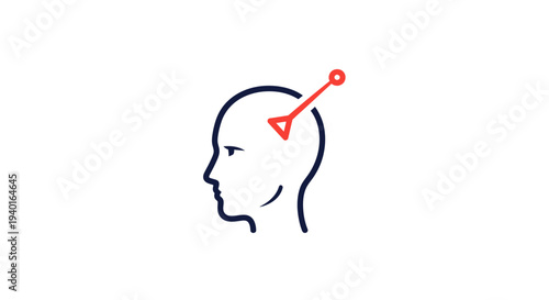 Simple line drawing of a human head with a key entering the mind.