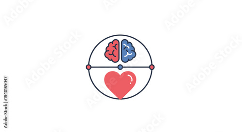 Logo with brain and heart symbolizing mental health and love.