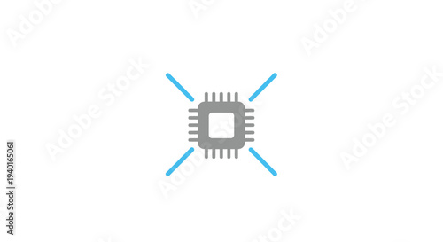 Central Processing Unit Icon with Blue Arrows.