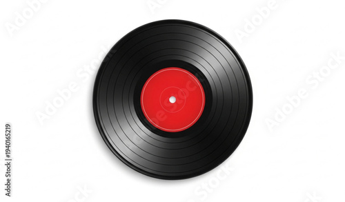 Vintage Vinyl Record with Red Label Realistic Vector Illustration