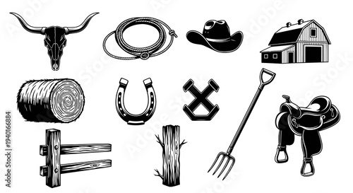 Western Ranch Life and Farm Equipment Elements Collection