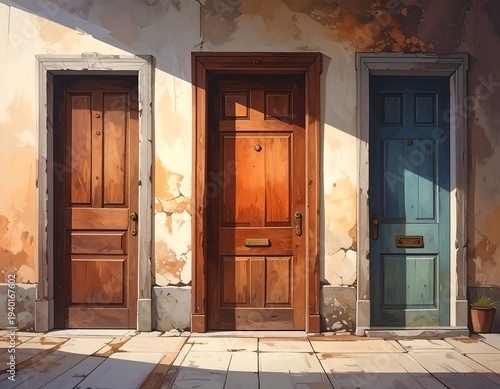 Three Doors - A Study in Color and Texture.
