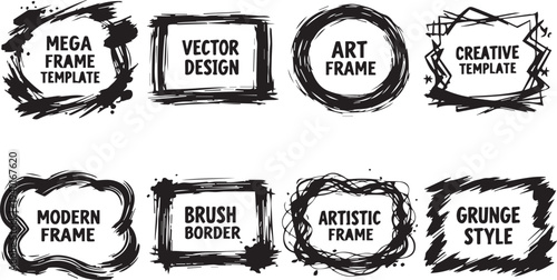 Brush Stroke Frame Collection | editable mega frame collection.