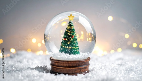 Christmas Tree Snow Globe with Festive Lights