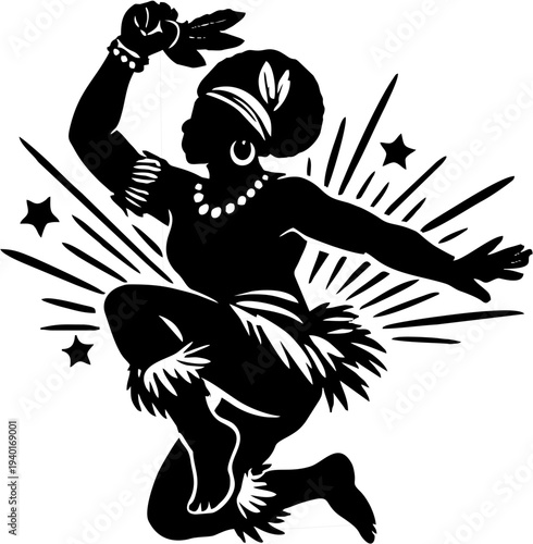 “Festive Music and Dance Celebration Black Silhouette Vector” 