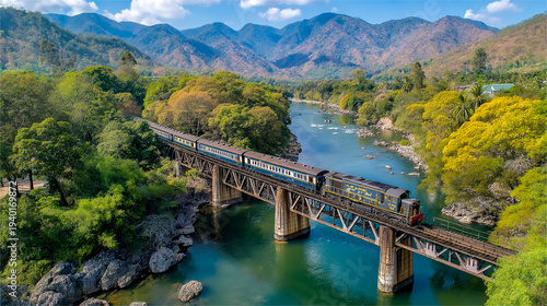 bridge over the river in the mountains train in the mountains