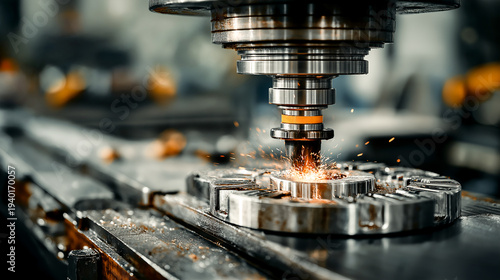 worker operating CNC machine in works